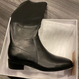 Black Leather Knee High Boots